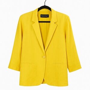 Vintage Ellen Tracy Yellow Linen Blazer